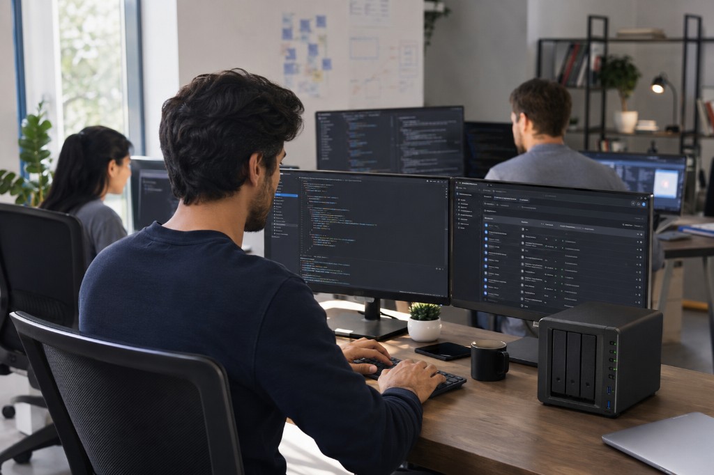 Developer workstation connected to office NAS