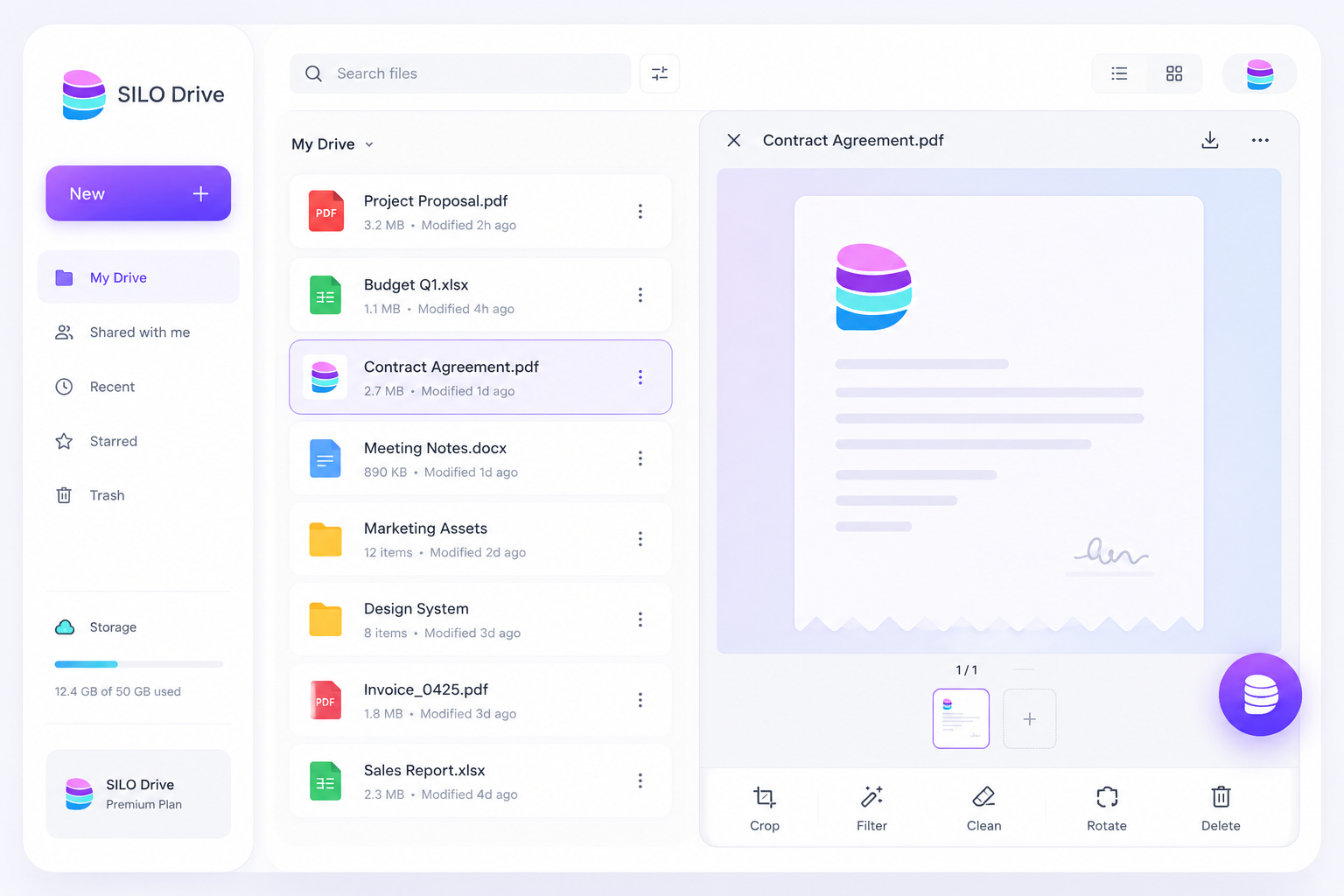 SILO Drive file management interface